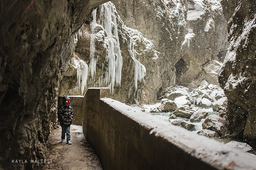 Travel Photography with Kids - Partnach Gorge in Winter