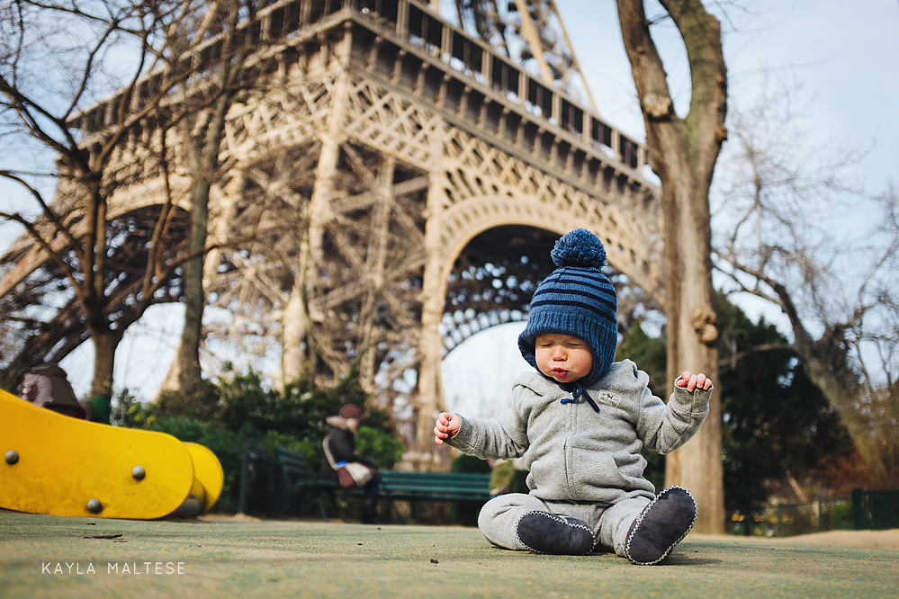 Travel Photography with Kids - Playing at the Eiffel Tower